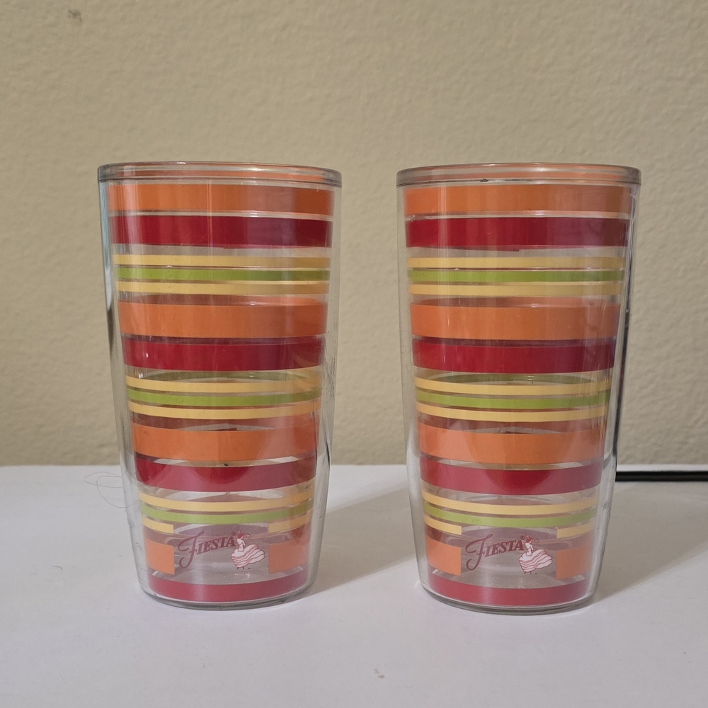 Fiesta Sunny Stripes Tervis 16oz Insulated Tumbler. NwoT